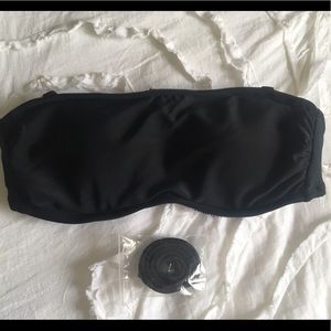 Black Bandeau Swim Bikini Top With Straps